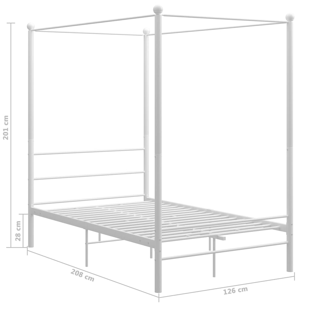 Okvir za krevet s nadstrešnicom bijeli metalni 120 x 200 cm