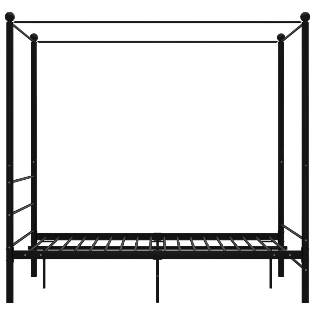 Okvir za krevet s nadstrešnicom crni metalni 140 x 200 cm