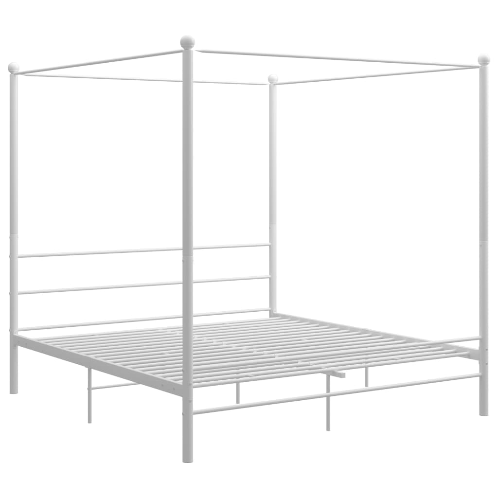 Okvir za krevet s nadstrešnicom bijeli metalni 180 x 200 cm