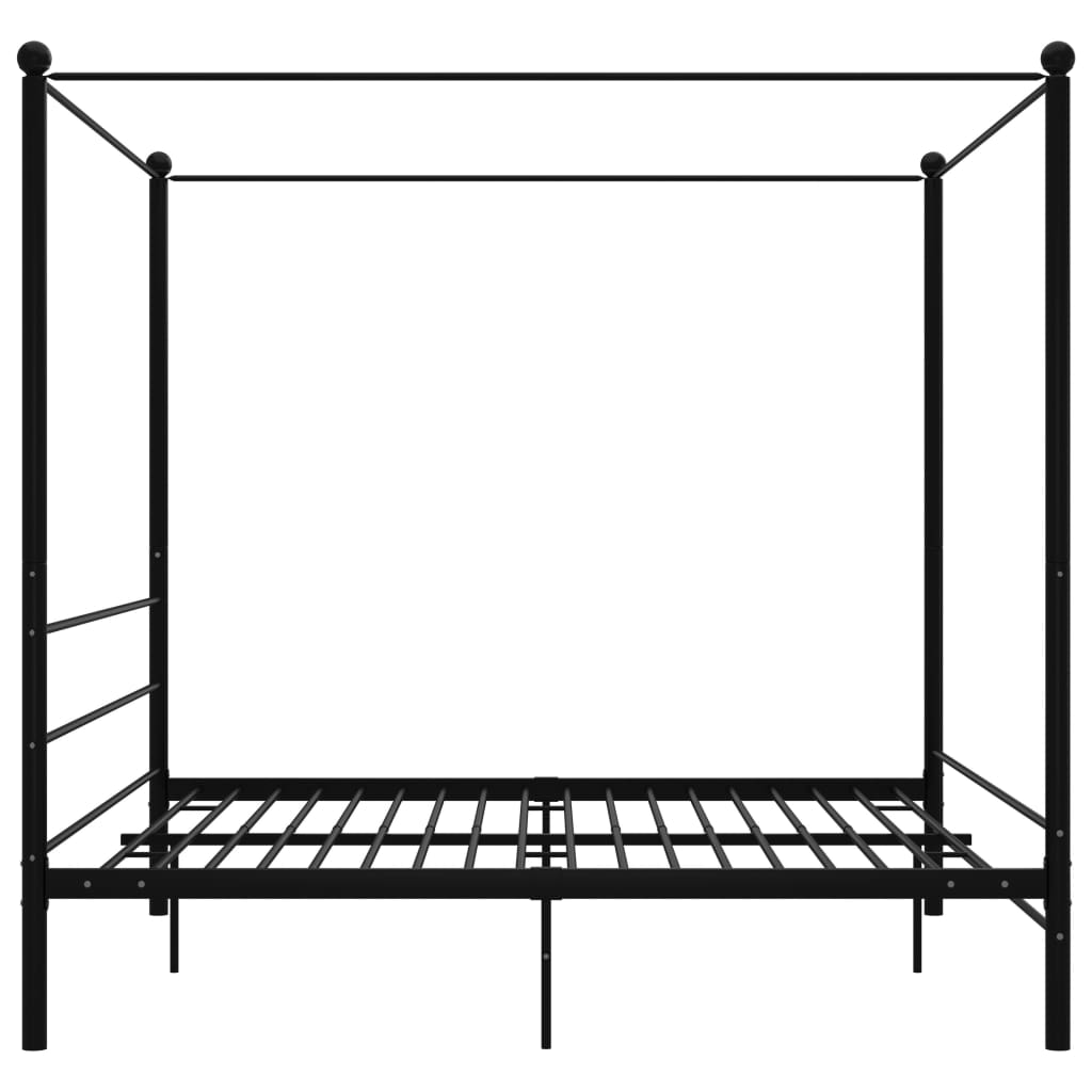 Okvir za krevet s nadstrešnicom crni metalni 200 x 200 cm