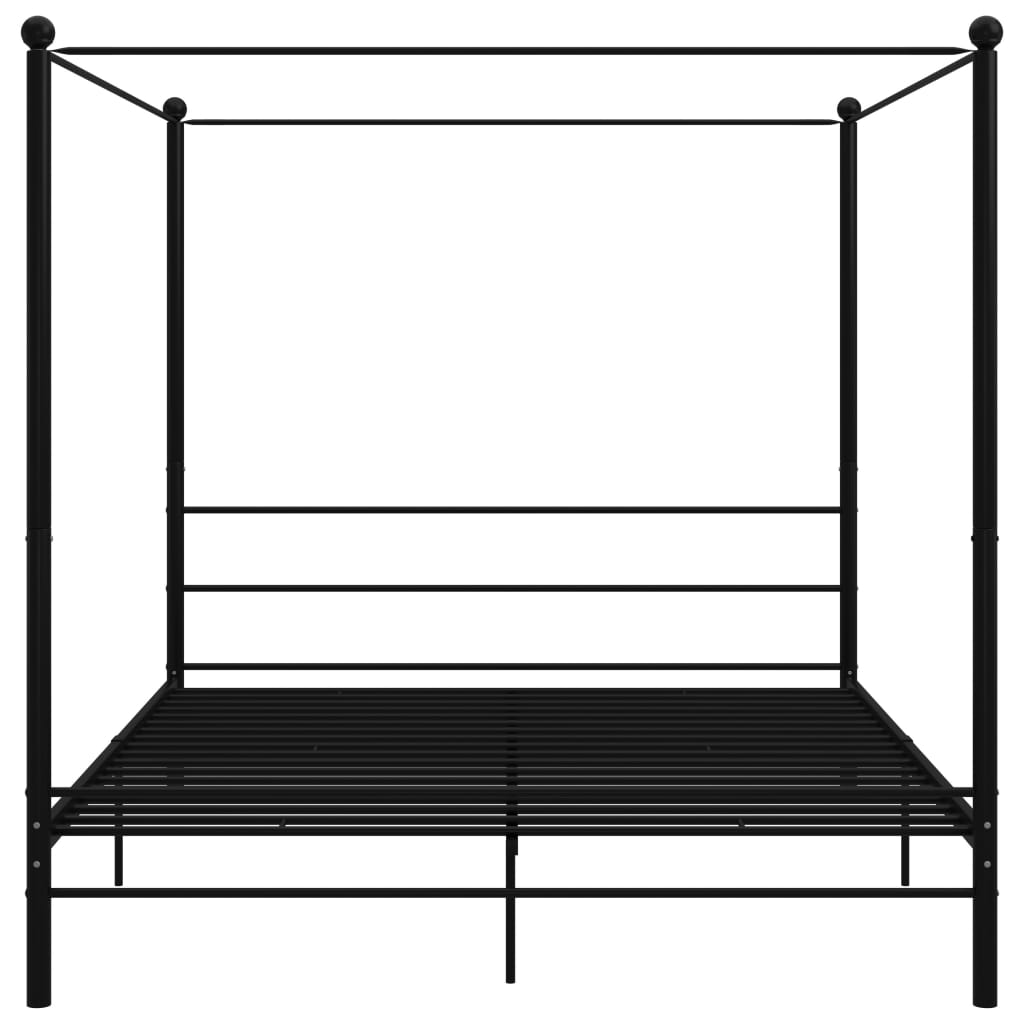 Okvir za krevet s nadstrešnicom crni metalni 200 x 200 cm