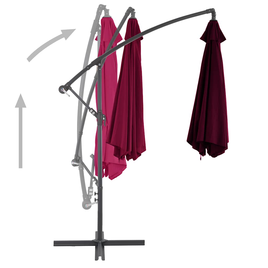 Konzolni vrtni suncobran s aluminijskim stupom 300 cm bordo