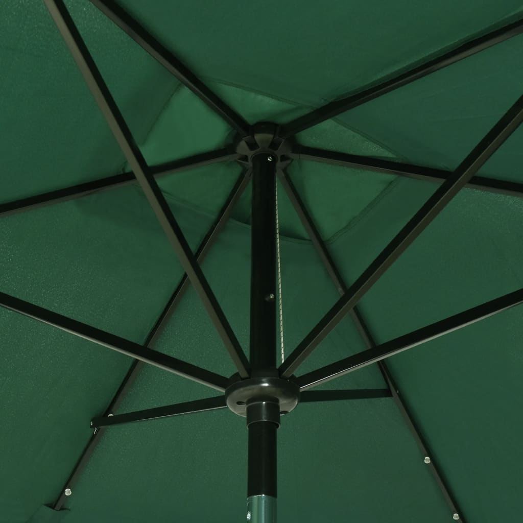 Vrtni suncobran s LED svjetlima i čeličnim stupom 2x3 m zeleni