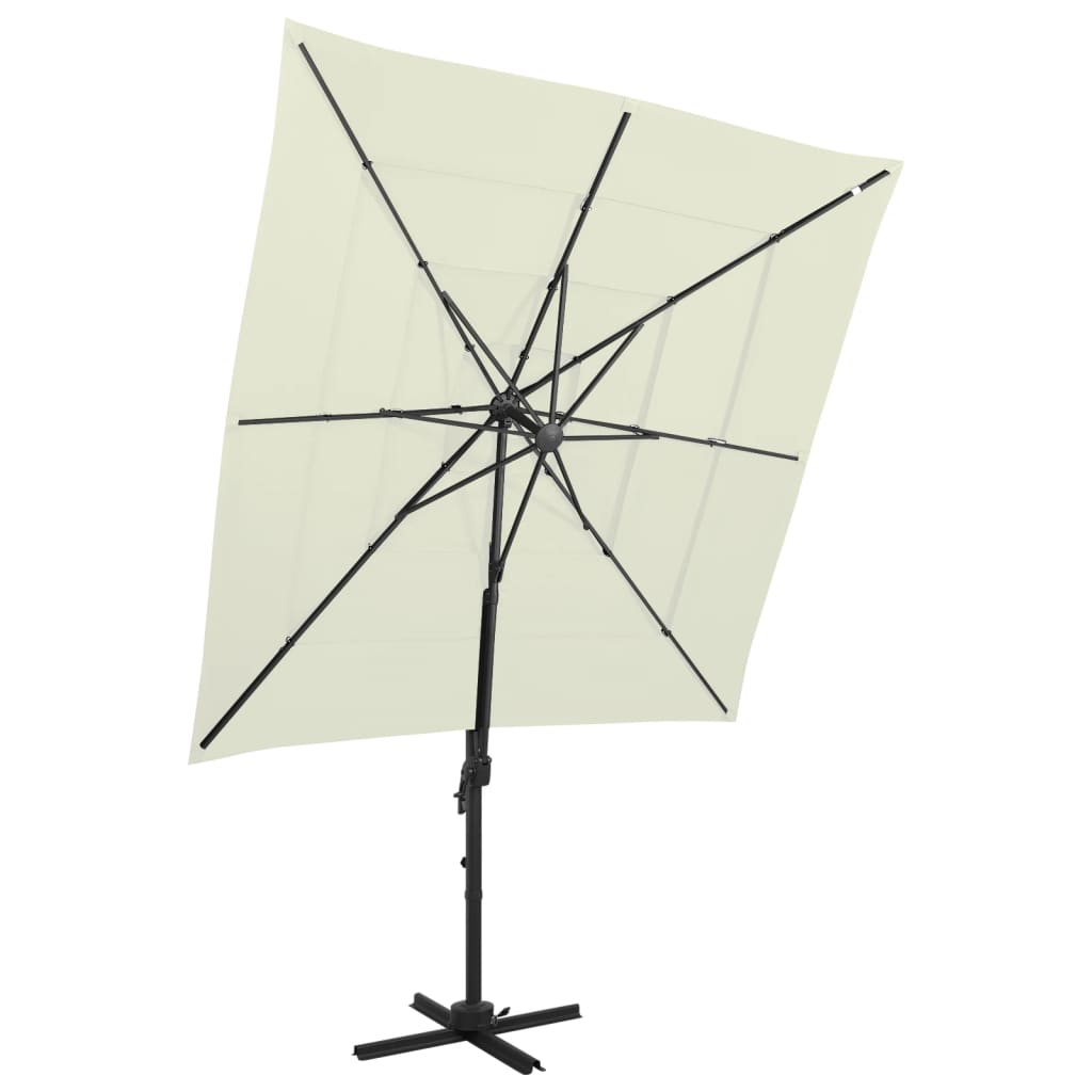 Vrtni suncobran s 4 razine i stupom 250 x 250 cm boja pijeska