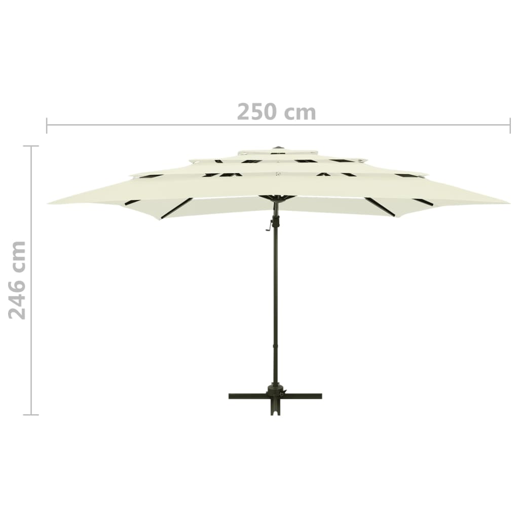 Vrtni suncobran s 4 razine i stupom 250 x 250 cm boja pijeska