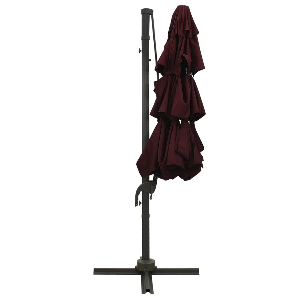Vrtni suncobran s 4 razine i aluminijskim stupom 3 x 3 m bordo