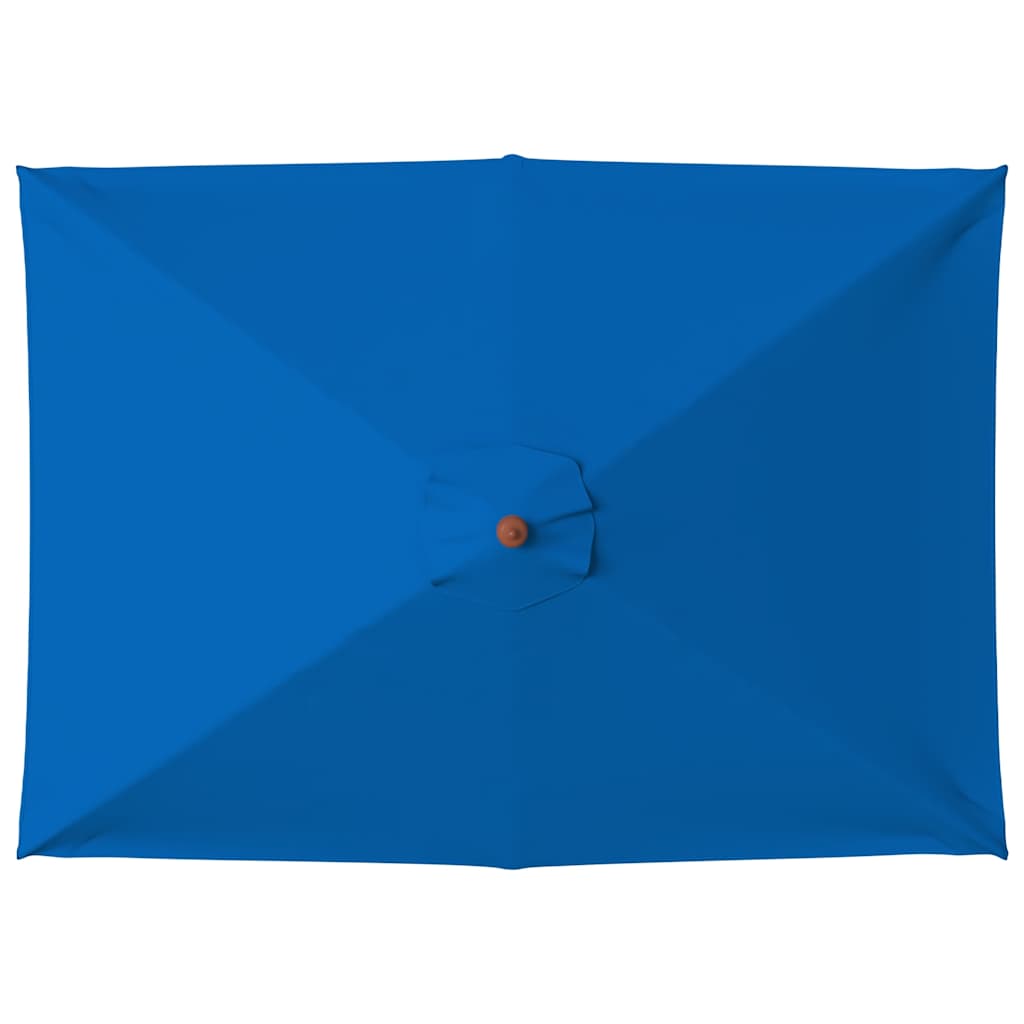 Vrtni suncobran s drvenim stupom 150 x 200 cm plavi