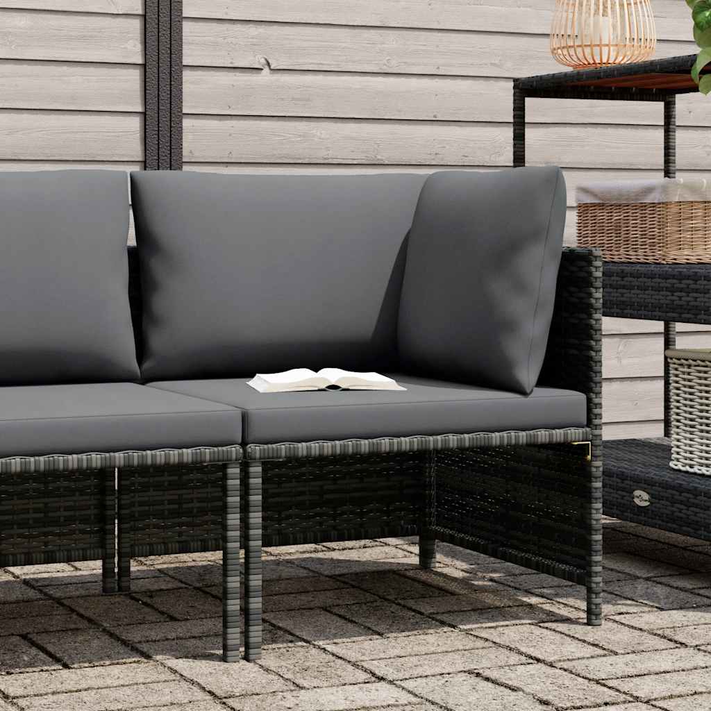 Modularna kutna sofa od poliratana s jastucima siva