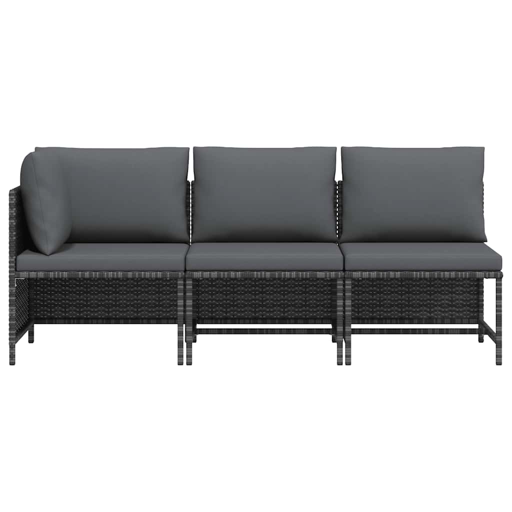 3-dijelna vrtna garnitura od poliratana s jastucima siva