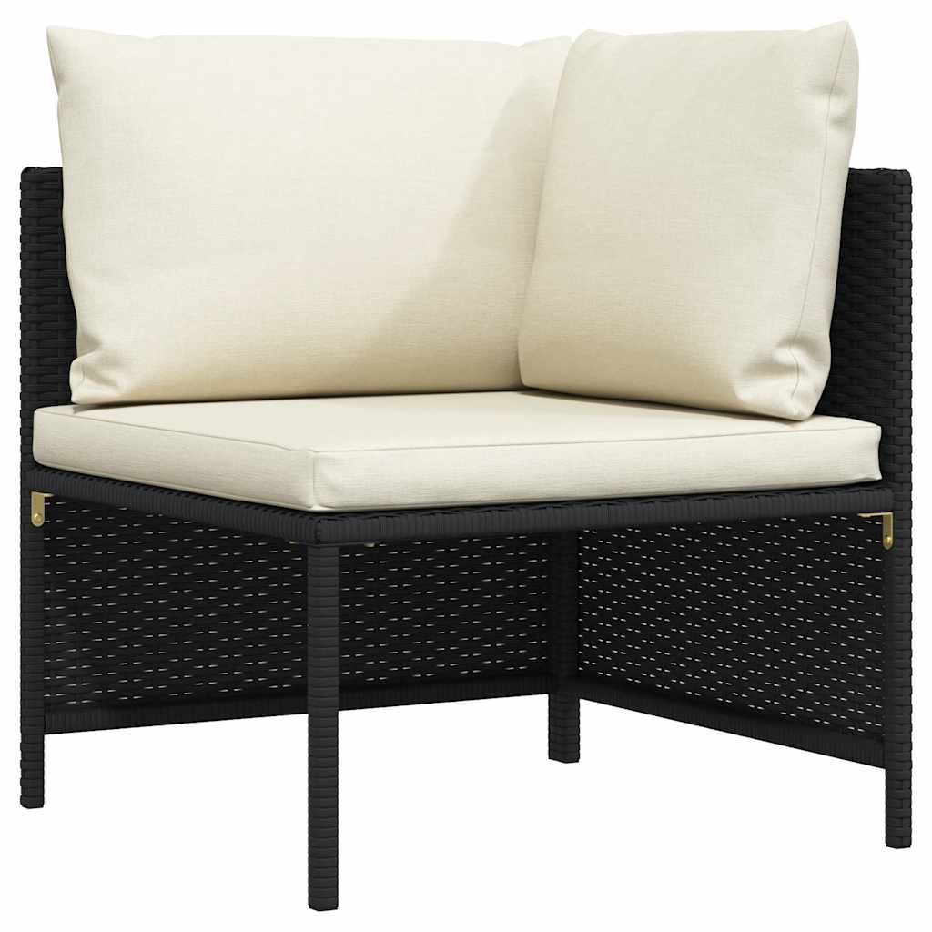 Modularna kutna sofa od poliratana s jastucima crna
