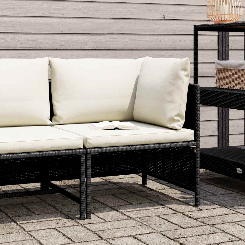 Modularna kutna sofa od poliratana s jastucima crna