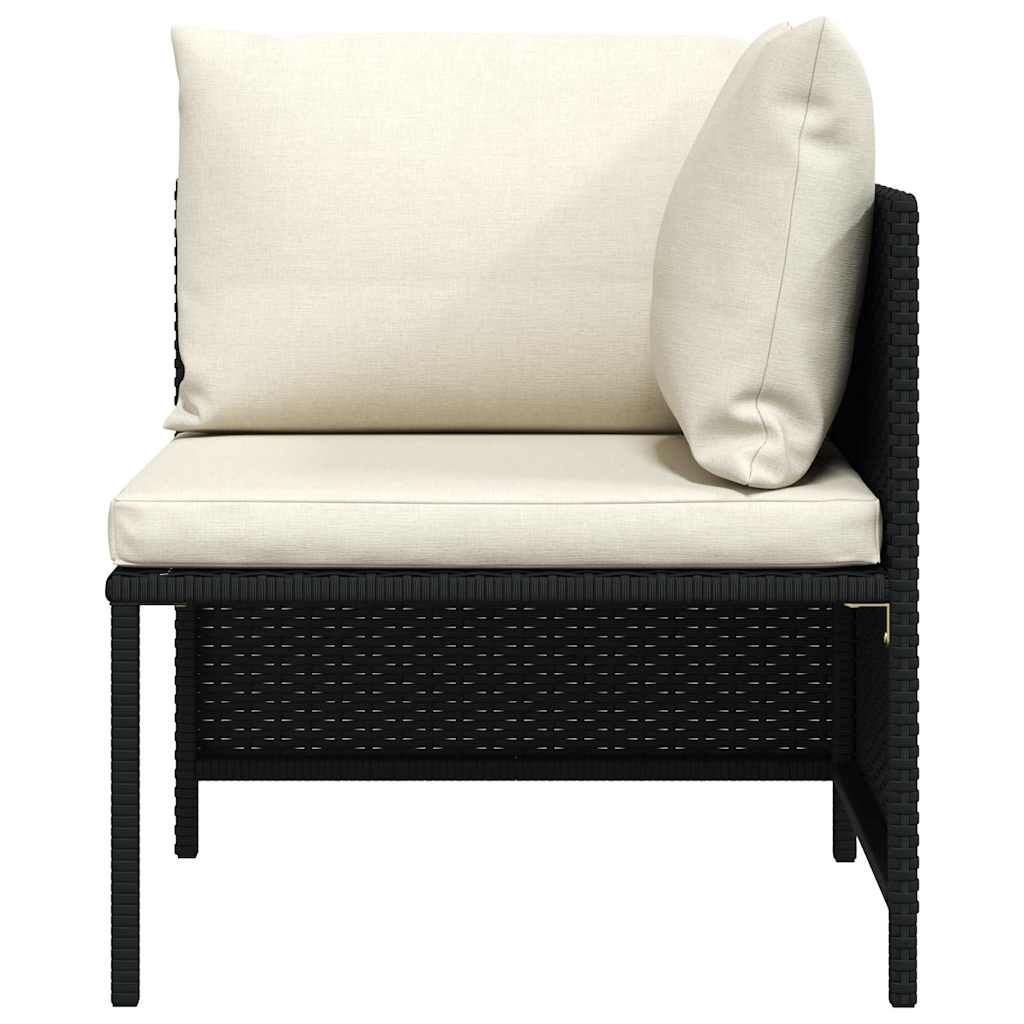 Modularna kutna sofa od poliratana s jastucima crna