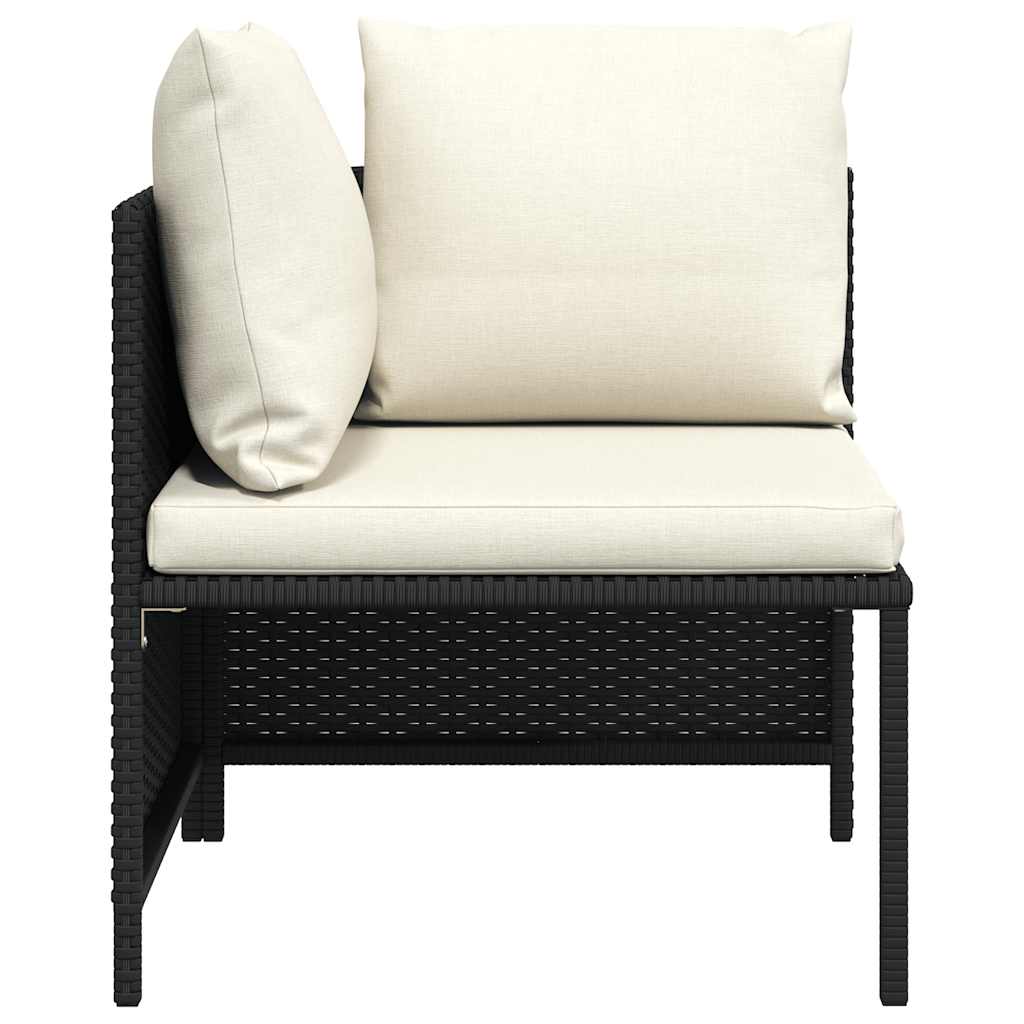 Modularna kutna sofa od poliratana s jastucima crna