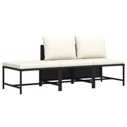 3-dijelni vrtni set sofa od poliratana s jastucima crni
