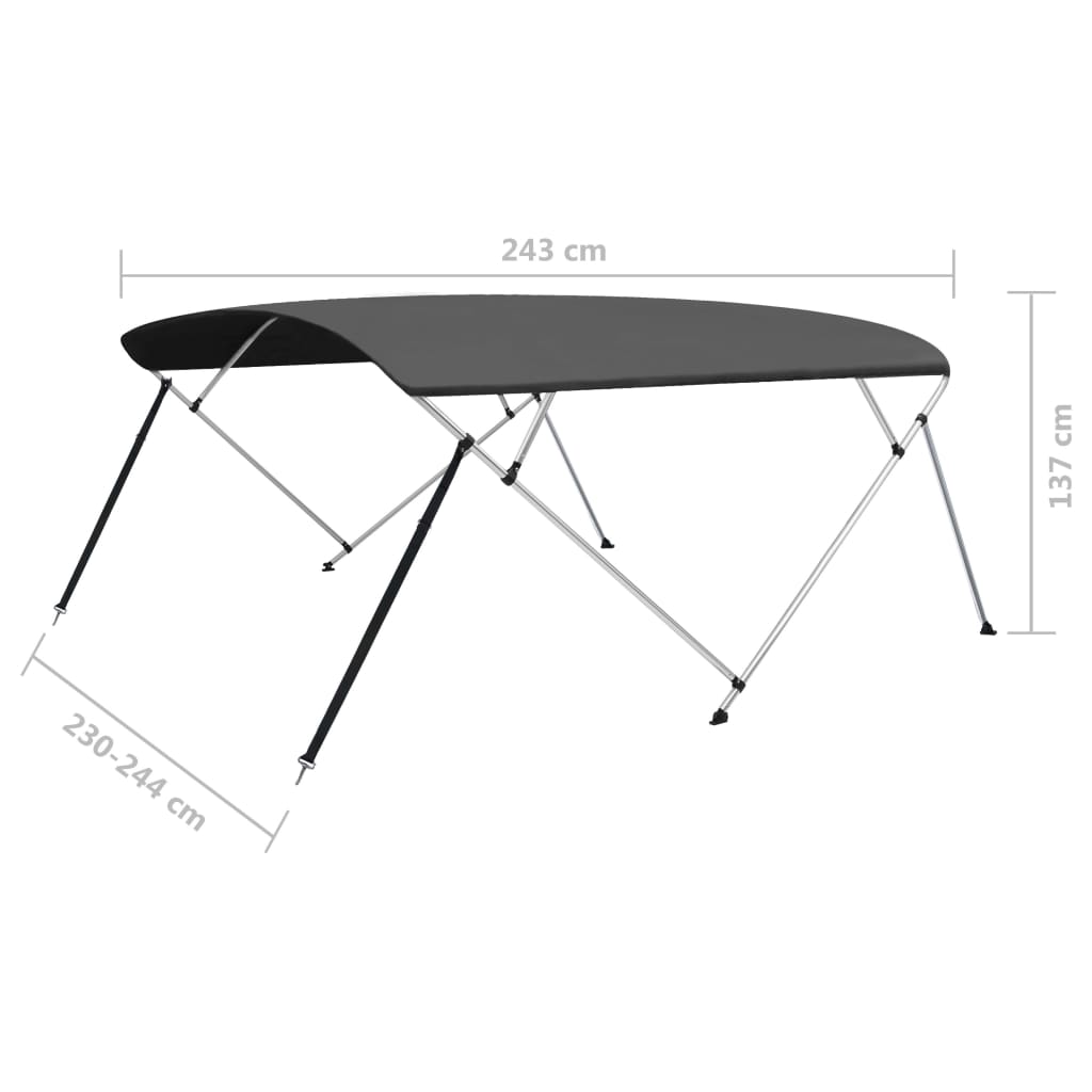 Tenda bimini s 4 luka antracit 243 x (230 - 244) x 137 cm