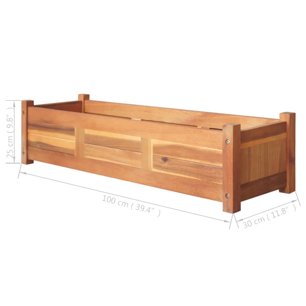 Povišene vrtne gredice 2 kom od drva bagrema 100 x 30 x 25 cm