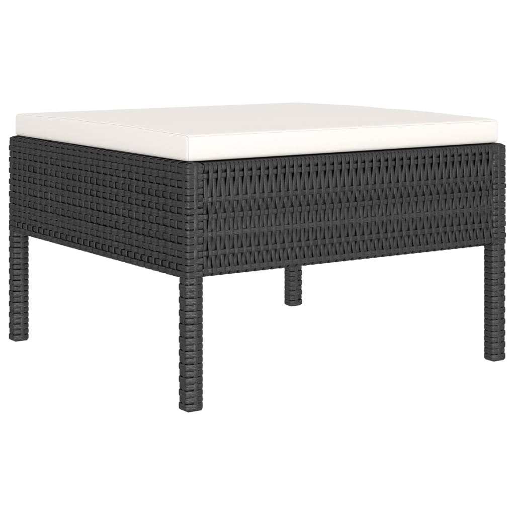 4-dijelna vrtna garnitura od poliratana s jastucima crna