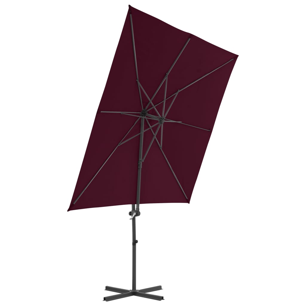 Konzolni vrtni suncobran s čeličnim stupom 250 x 250 cm bordo