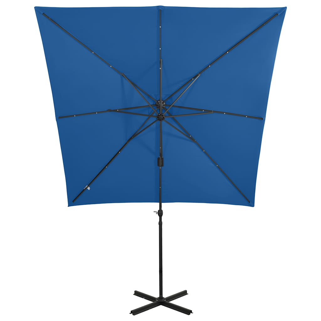 Konzolni vrtni suncobran sa stupom LED 250 cm azurnoplavi