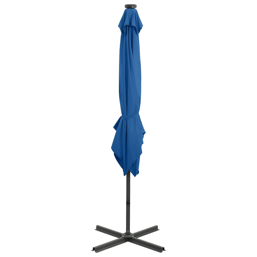 Konzolni vrtni suncobran sa stupom LED 250 cm azurnoplavi