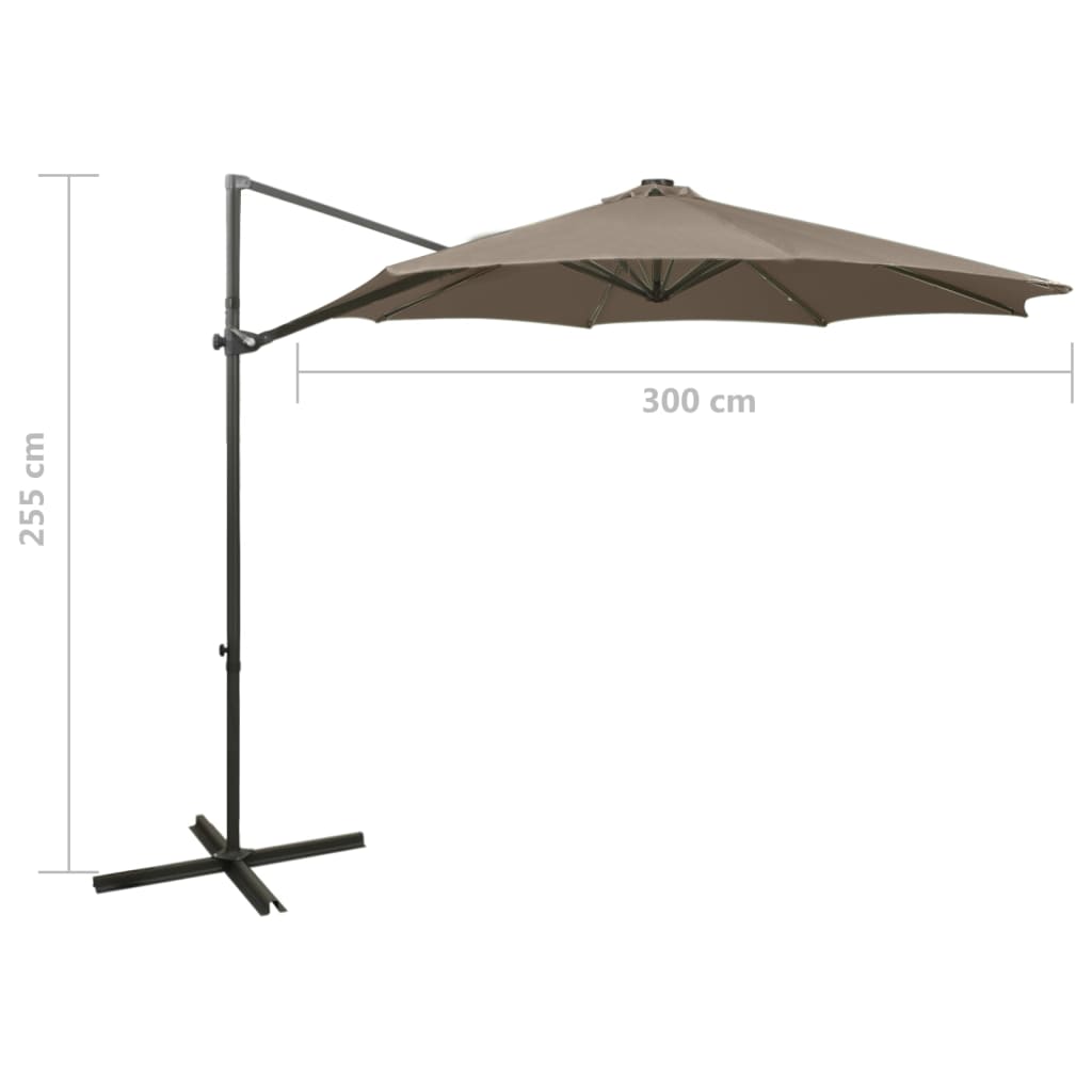 Konzolni vrtni suncobran sa stupom LED 300 cm smeđesivi