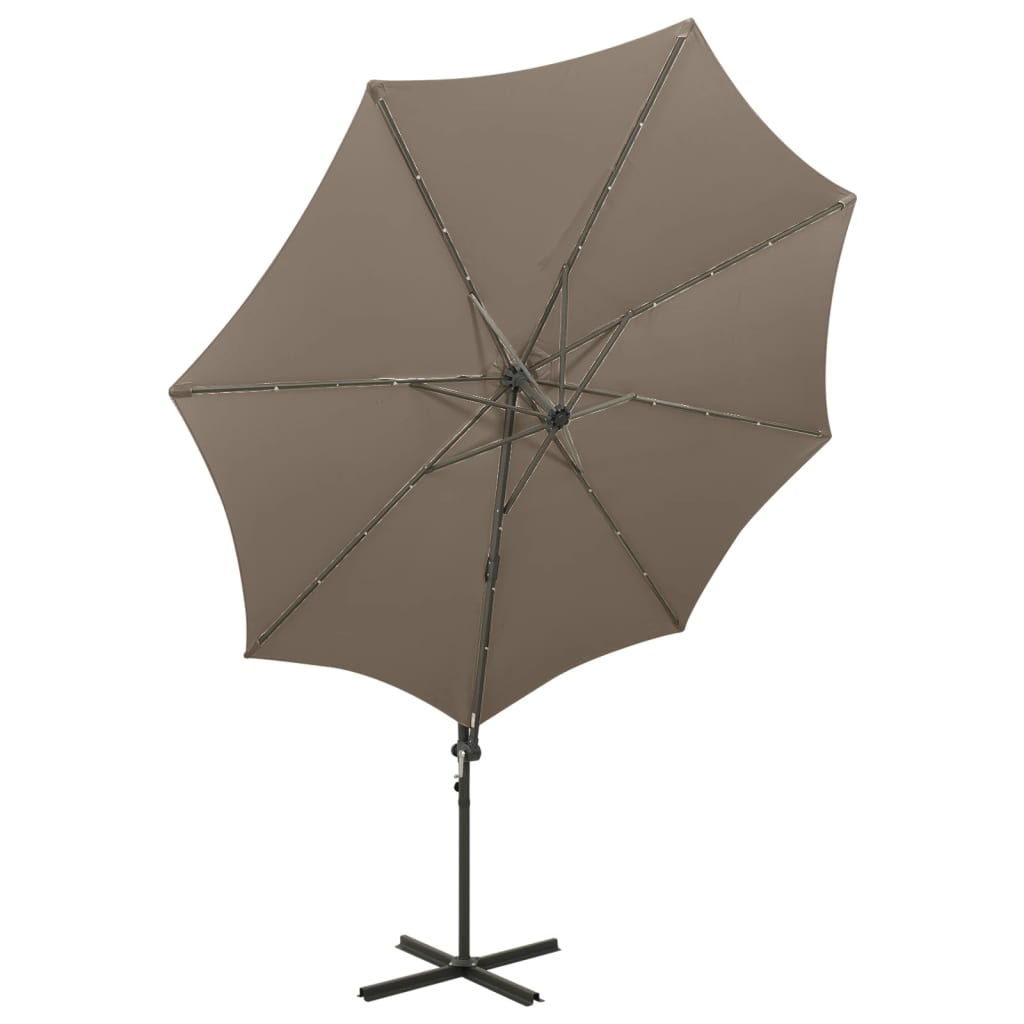 Konzolni vrtni suncobran sa stupom LED 300 cm smeđesivi