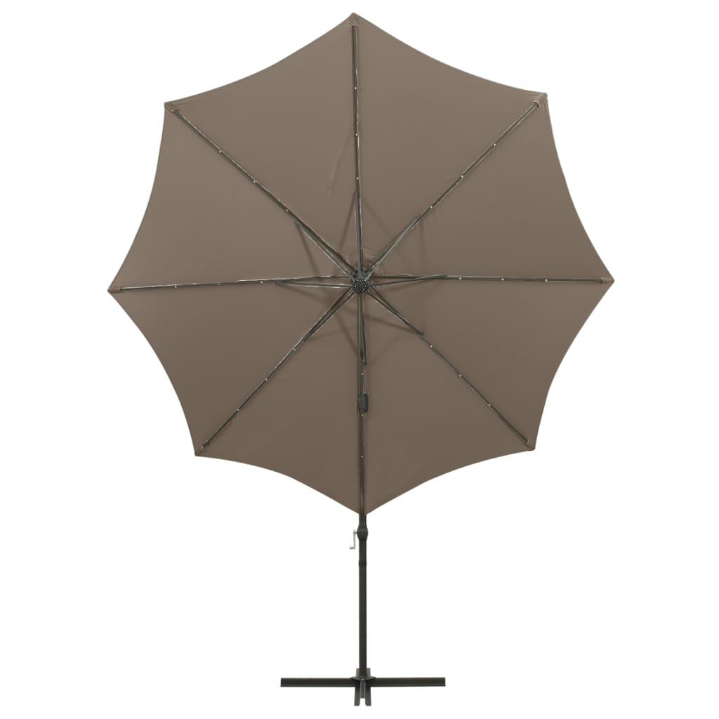 Konzolni vrtni suncobran sa stupom LED 300 cm smeđesivi