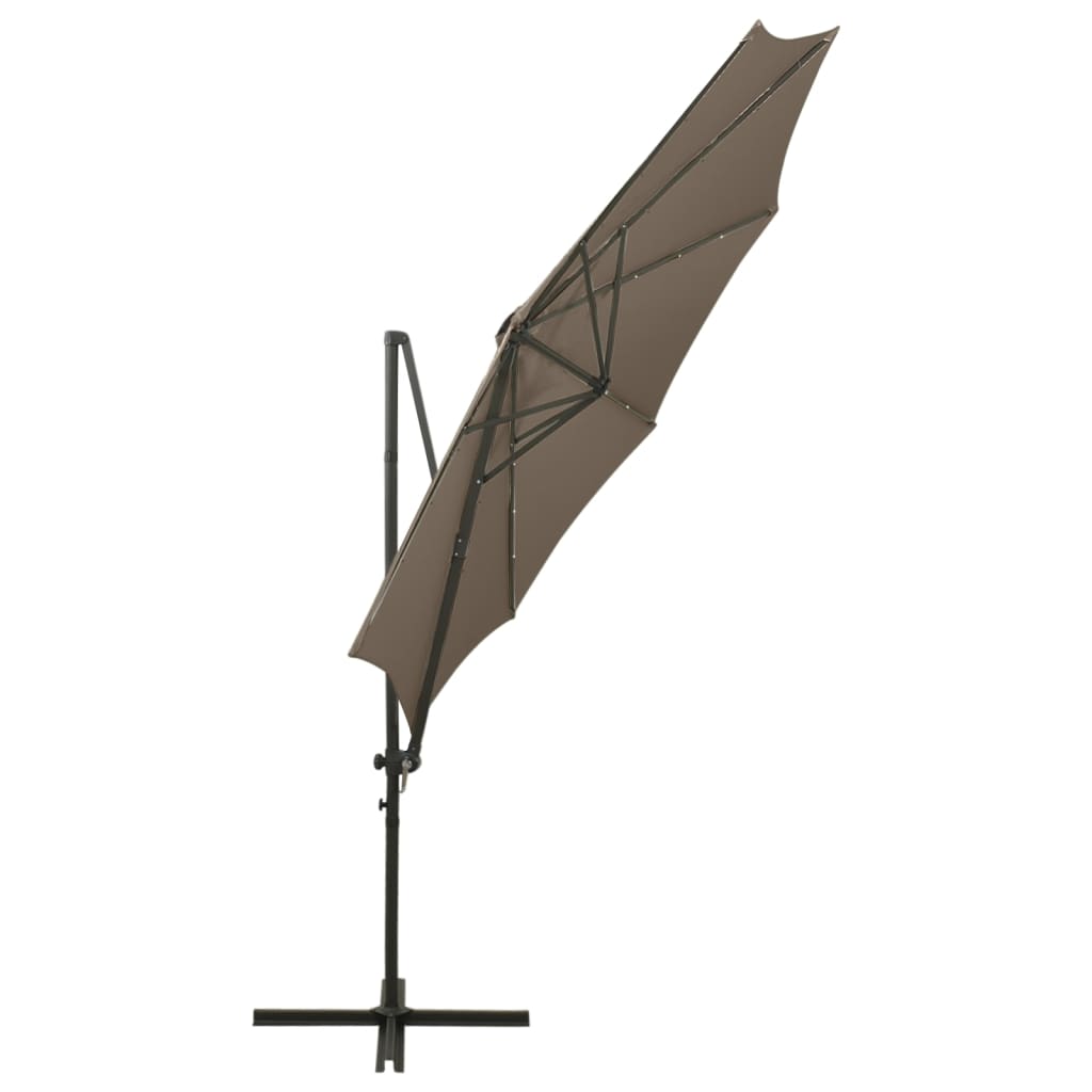 Konzolni vrtni suncobran sa stupom LED 300 cm smeđesivi