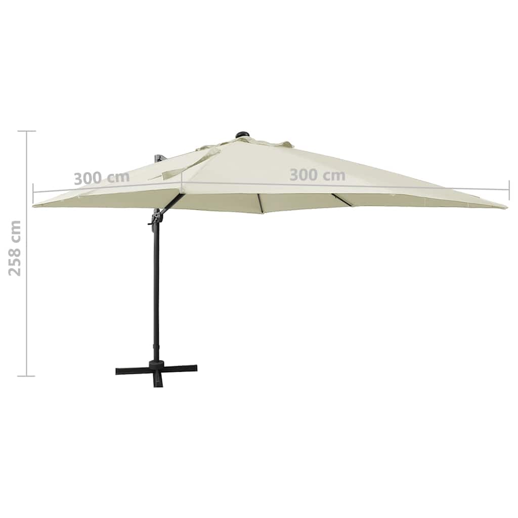 Konzolni vrtni suncobran sa stupom LED 300 cm boja pijeska
