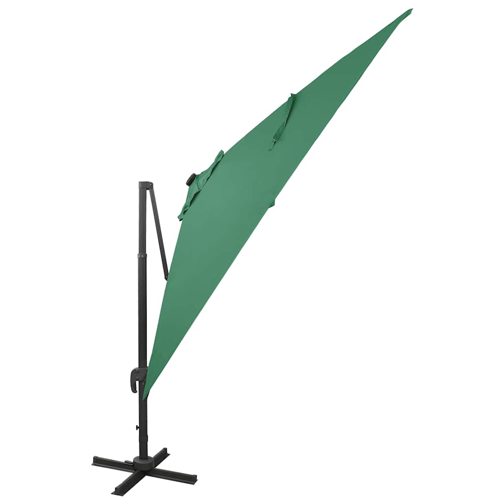 Konzolni vrtni suncobran sa stupom i LED svjetlom 300 cm zeleni
