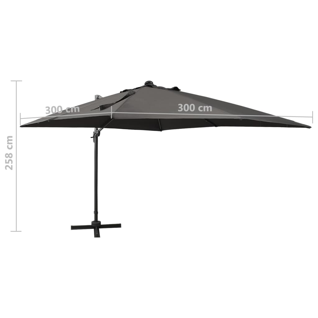 Konzolni vrtni suncobran sa stupom LED 300 cm antracit
