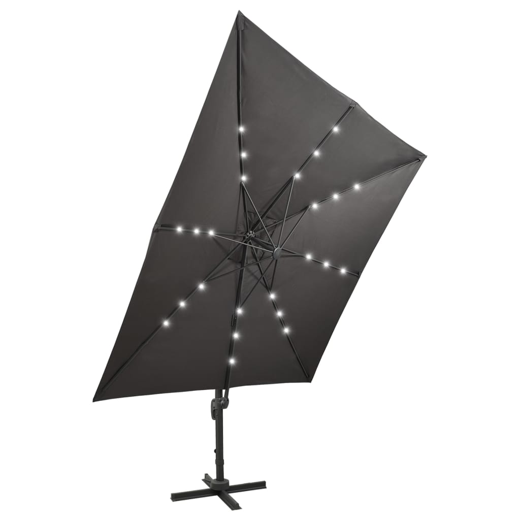 Konzolni vrtni suncobran sa stupom LED 300 cm antracit