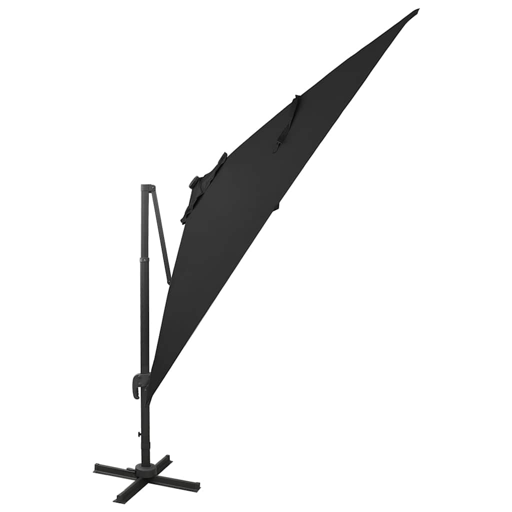 Konzolni vrtni suncobran sa stupom i LED svjetlima 300 cm crni