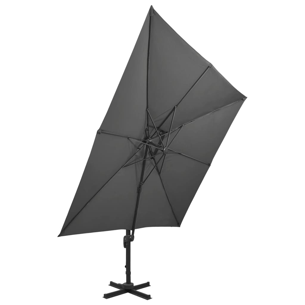 Konzolni vrtni suncobran s dvostrukim vrhom 300x300 cm antracit