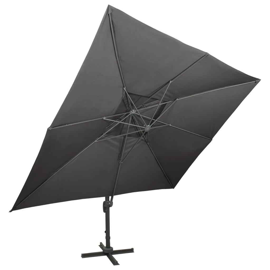 Konzolni vrtni suncobran s dvostrukim vrhom antracit boje 400x300 cm