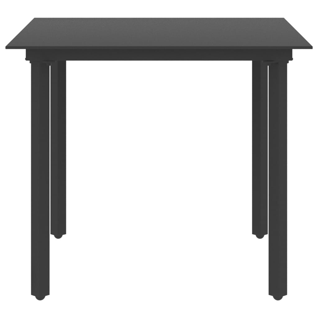 Vrtni blagovaonski stol crni 80 x 80 x 74 cm od čelika i stakla