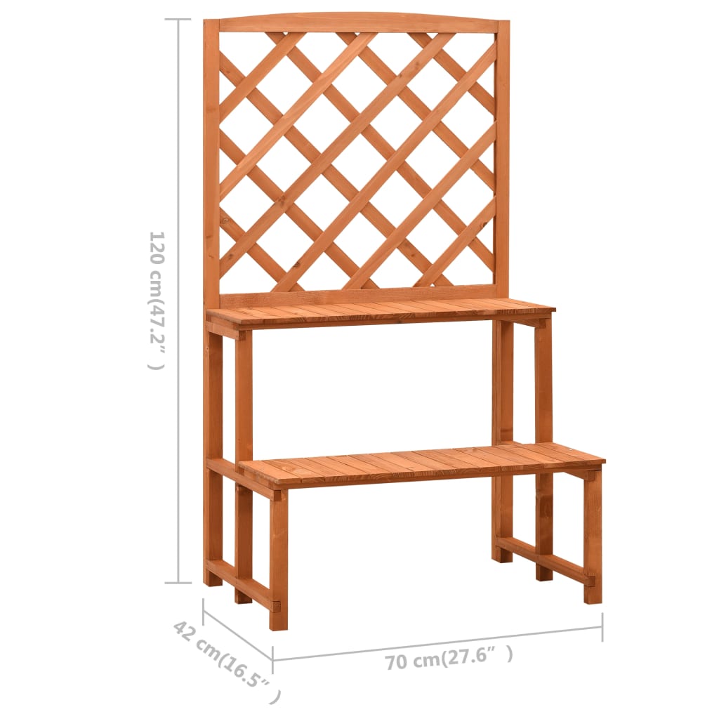 Stalak za biljke s rešetkom narančasti 70x42x120 cm od jelovine