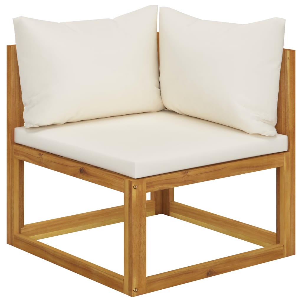 10-dijelna vrtna garnitura s krem jastucima od bagremovog drva
