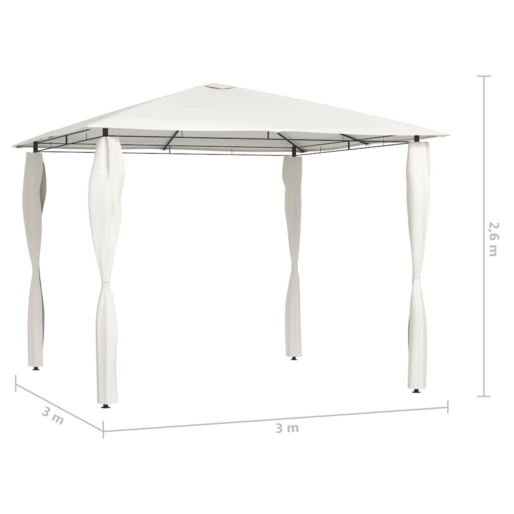 Sjenica s navlakama za stupove 3 x 3 x 2,6 m krem 160 g/m²