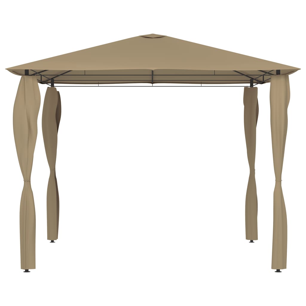 Sjenica s navlakama za stupove 3x3x2,6 m smeđe-siva 160 g/m²