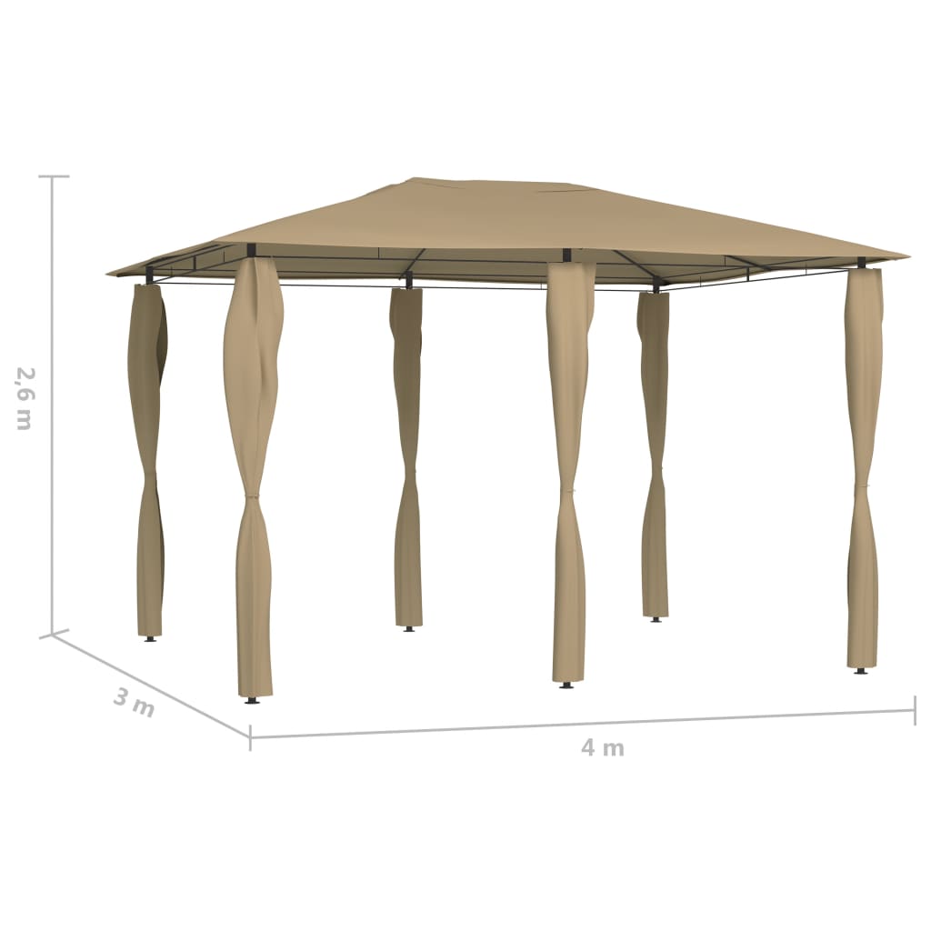 Sjenica s navlakama za stupove 3x4x2,6 m smeđe-siva 160 g/m²