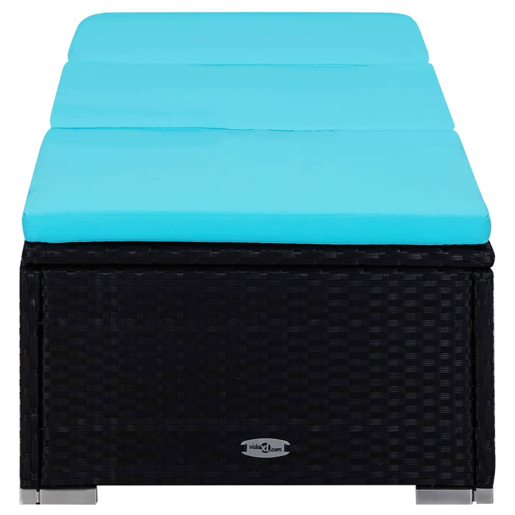 3-dijelni set vrtnih ležaljki sa stolićem od poliratana crni