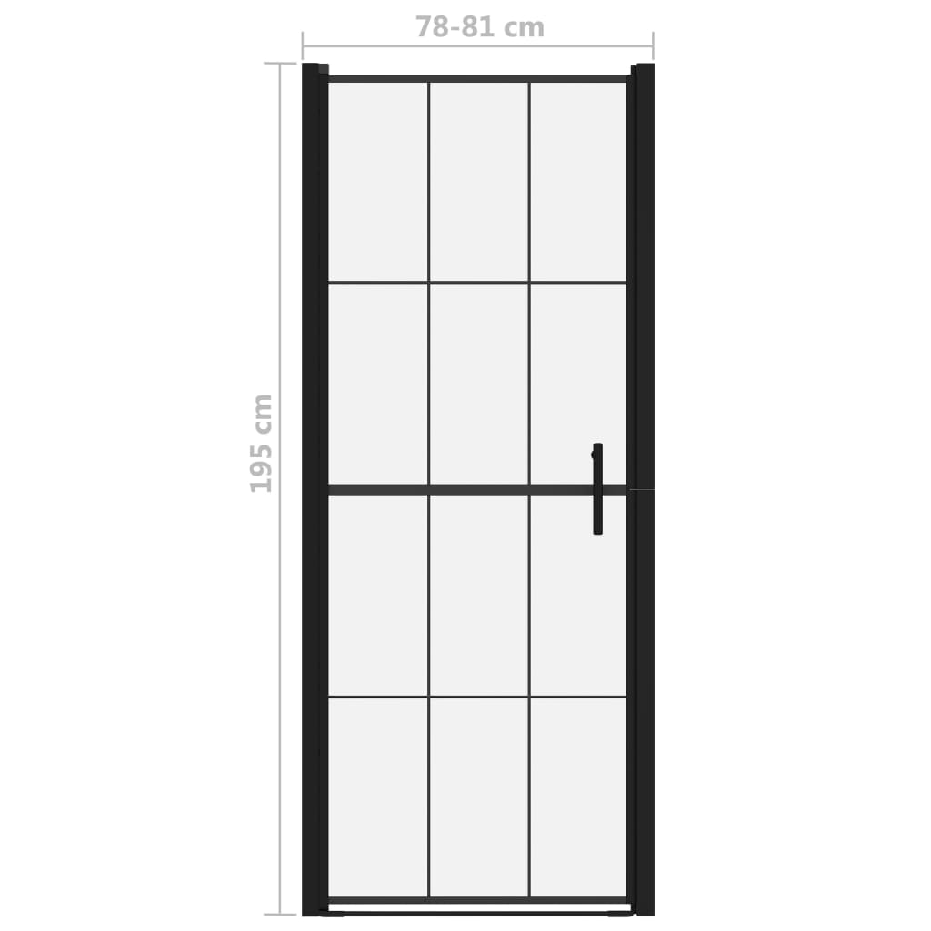 Vrata za tuš od kaljenog stakla 81 x 195 cm crna