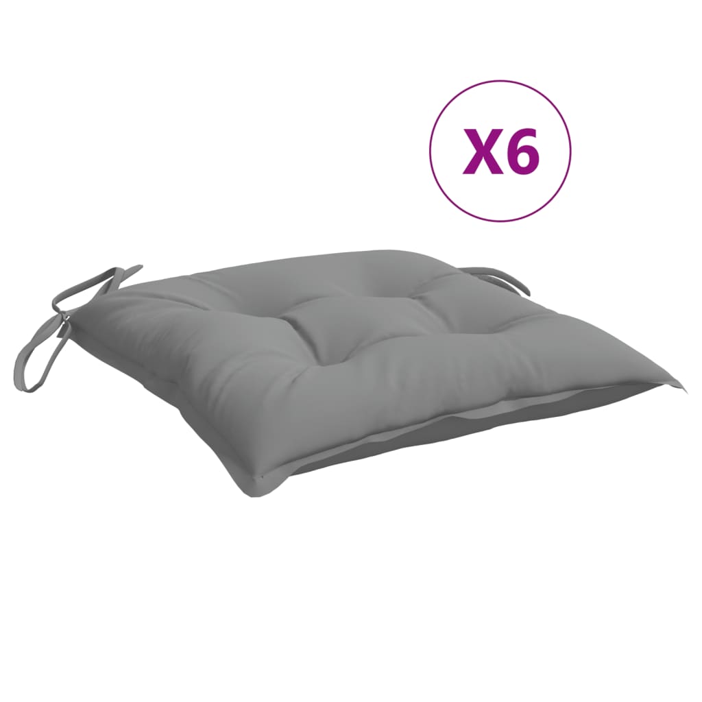 Jastuci za stolice 6 kom sivi 40 x 40 x 7 cm od tkanine Oxford