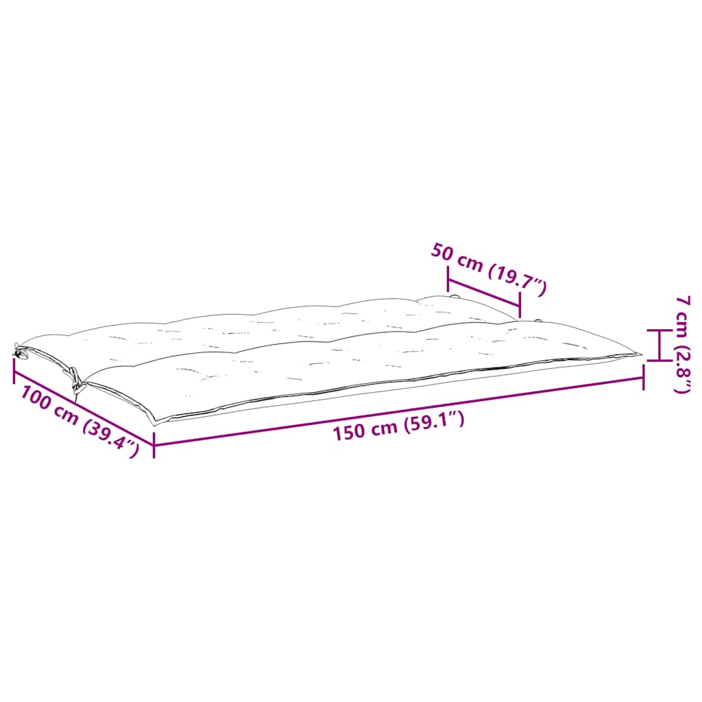 Jastuk za vrtnu klupu bež 150 x (50 + 50) x 7 cm tkanina Oxford