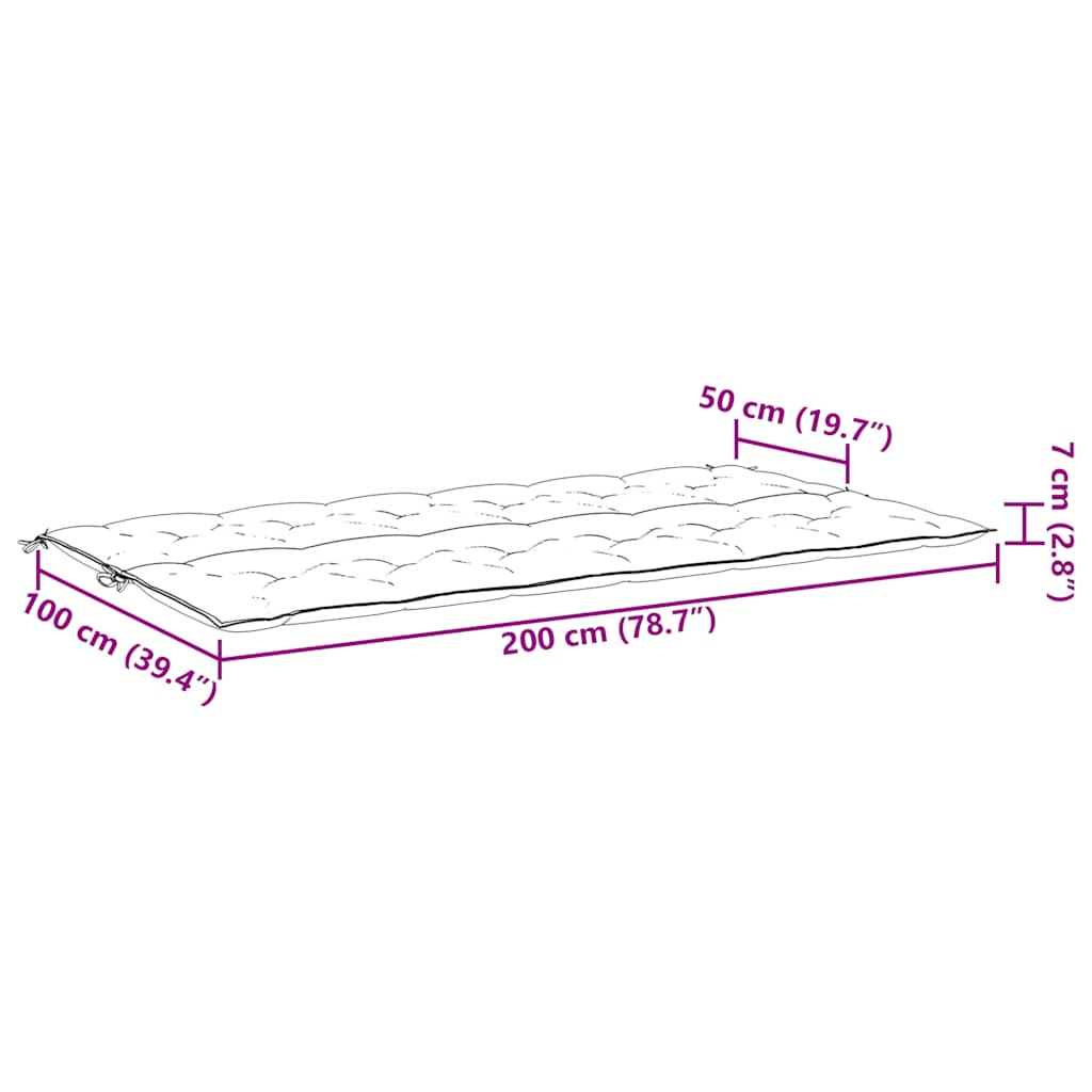 Jastuk za vrtnu klupu antracit 200x(50+50)x7 cm tkanina Oxford