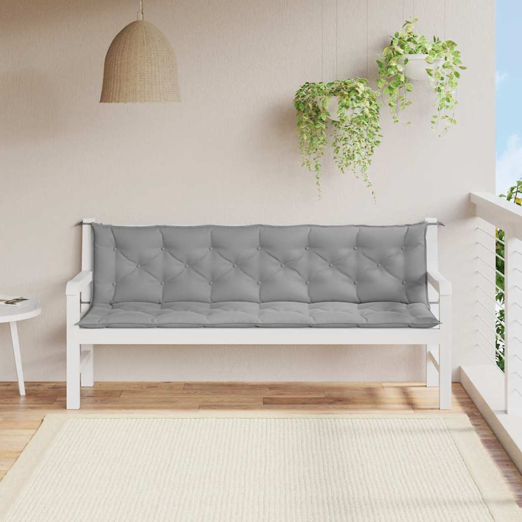Jastuk za vrtnu klupu sivi 200 x (50+50) x 7 cm tkanina Oxford