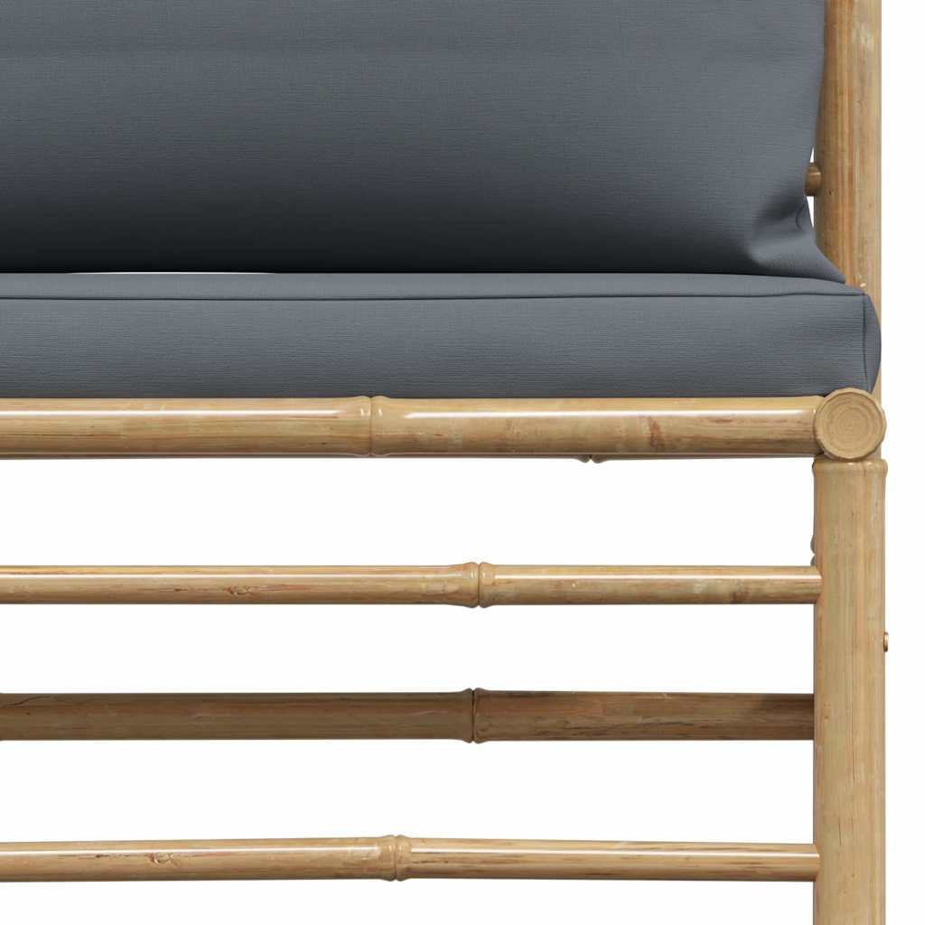 Srednja vrtna sofa od bambusa s tamnosivim jastucima