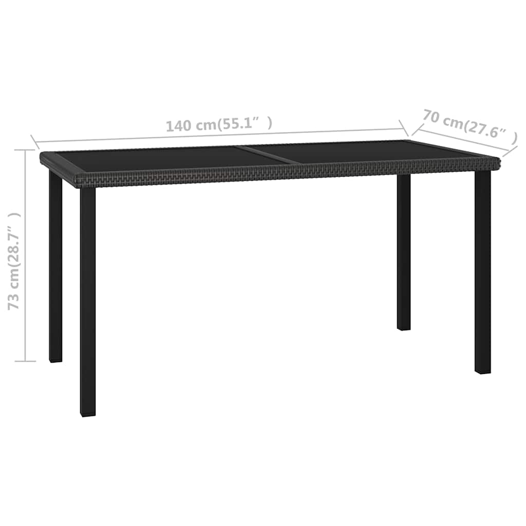 Vrtni blagovaonski stol crni 140 x 70 x 73 cm od poliratana