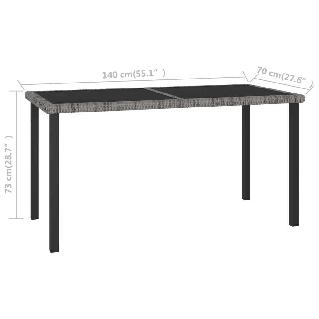 Vrtni blagovaonski stol sivi 140 x 70 x 73 cm od poliratana